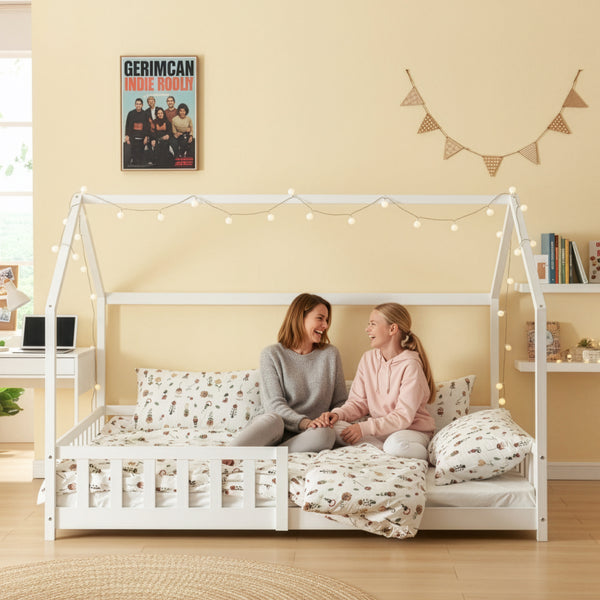 Cama casita Hesel con protección contra caídas [en.casa]