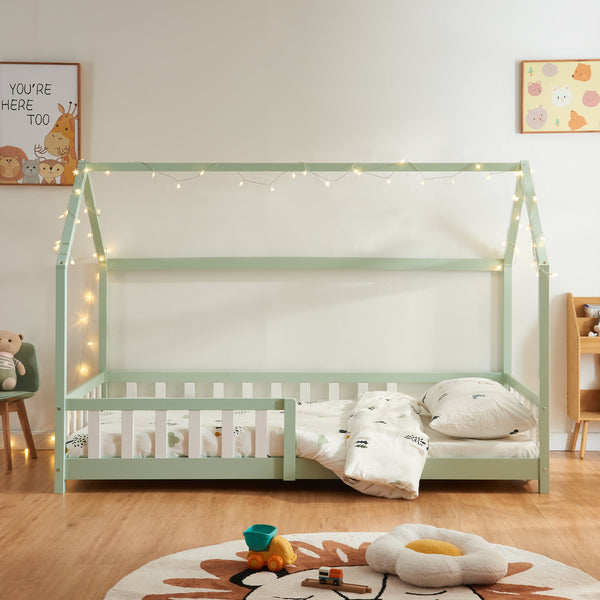 Cama casita Hesel con protección contra caídas [en.casa]