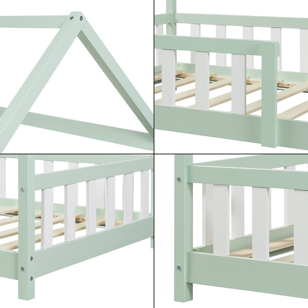 Cama casita Hesel con protección contra caídas [en.casa]
