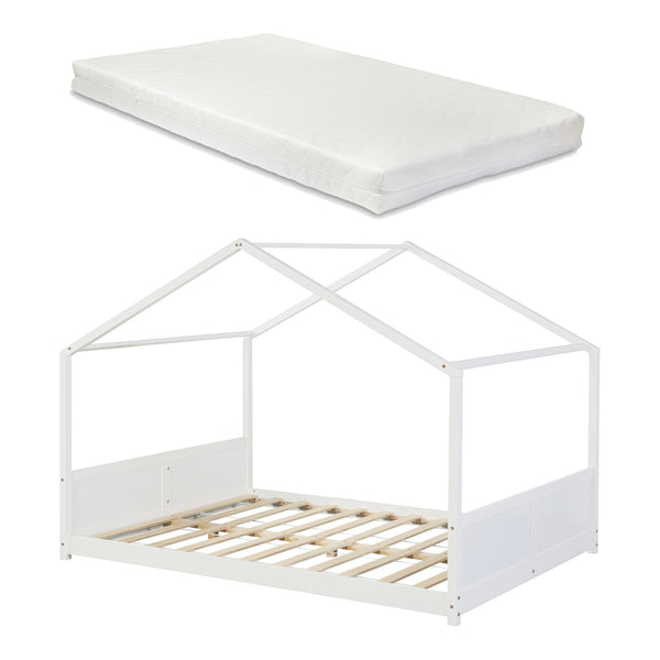 Cama casita Simo con colchón Blanco [en.casa]