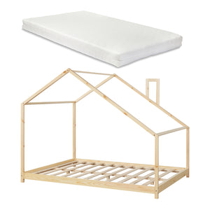Cama casera Siuntio con colchón Natur [en.casa]