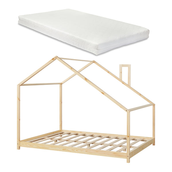 Cama casera Siuntio con colchón Natur [en.casa]