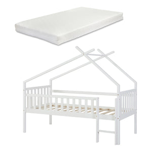 Cama casita Sotkamo con colchón 90x200cm con protección contra caídas [en.casa]