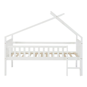 Cama casita Sotkamo con colchón 90x200cm con protección contra caídas [en.casa]