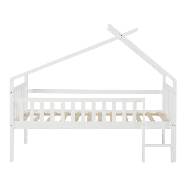 Cama casita Sotkamo con colchón 90x200cm con protección contra caídas [en.casa]