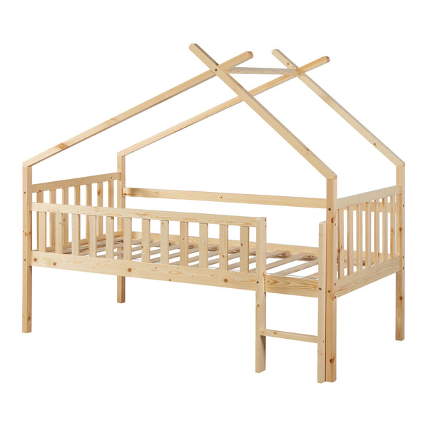 Cama casita Sotkamo 90x200cm con protección contra caídas [en.casa]