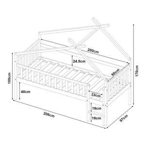 Cama casita Sotkamo 90x200cm con protección contra caídas [en.casa]