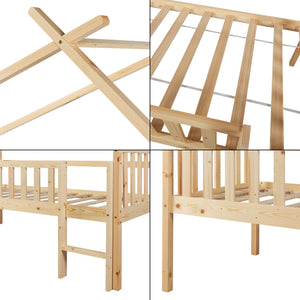 Cama casita Sotkamo 90x200cm con protección contra caídas [en.casa]