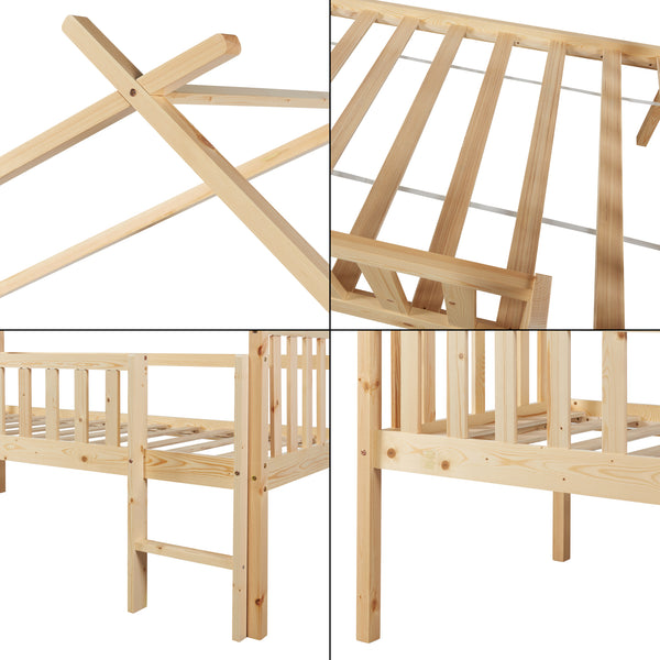 Cama casita Sotkamo 90x200cm con protección contra caídas [en.casa]