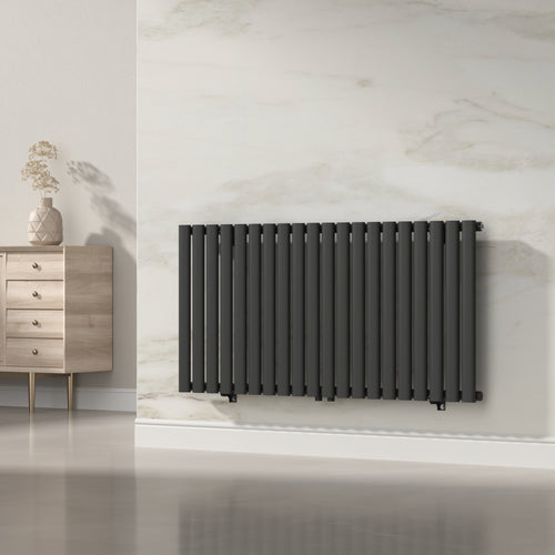 Radiador de tubo de diseño Nore Negro 60x120cm de una capa 857W [neu.haus]