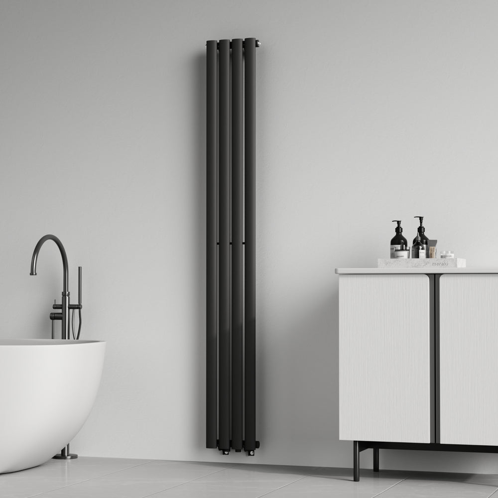 Radiador de tubo de diseño Nore negro 180x24cm de una capa 484W [neu.haus]