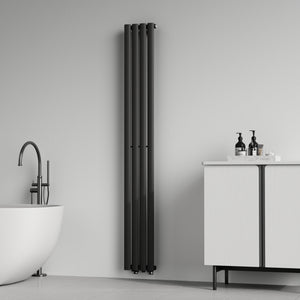 Radiador de tubo de diseño Nore negro 180x24cm de una capa 484W [neu.haus]