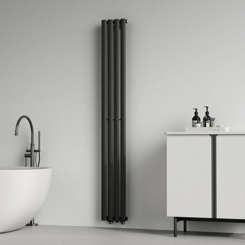 Radiador de tubo de diseño Nore negro 180x24cm de una capa 484W [neu.haus]