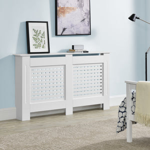 Revestimiento para radiador Charleston con estante, aspecto de lamas, blanco en.casa