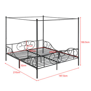 Cama con dosel Finström marco de metal con somier de lamas en varios colores y tamaños en.casa