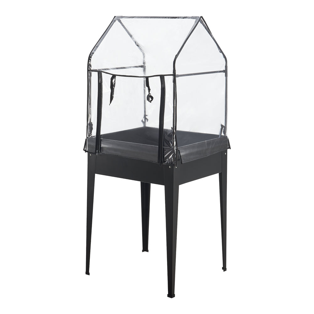 Huerto elevado con invernadero Katwijk 60x60x152cm acero antracita [en.casa]