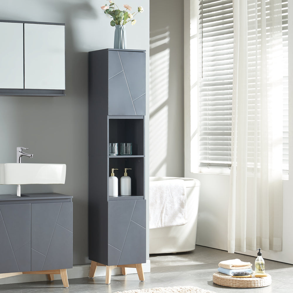 Armario alto Overath 160x30x30cm gris [en.casa] - premiumXL