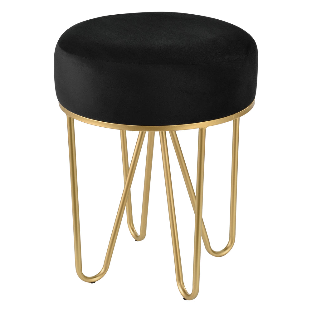 Taburete Runö Taburete tapizado hasta 100 kg Negro/Color latón [en.casa]