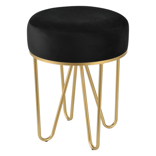 Taburete Runö Taburete tapizado hasta 100 kg Negro/Color latón [en.casa]