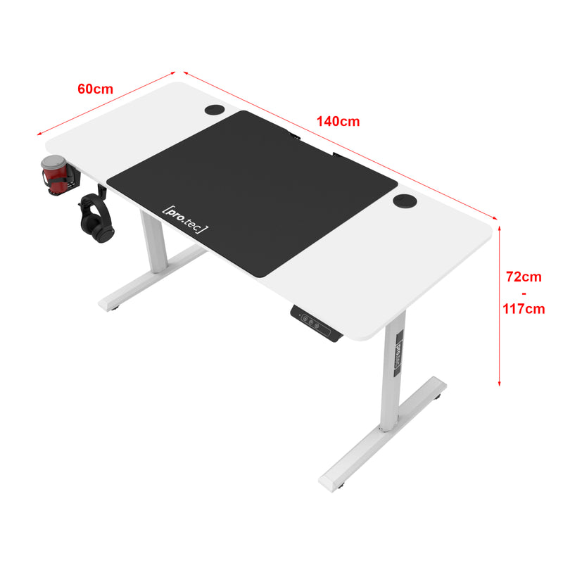 Esquema acotado Mesa ajustable en altura Hayward 140x60 cm en varios colores [pro.tec]