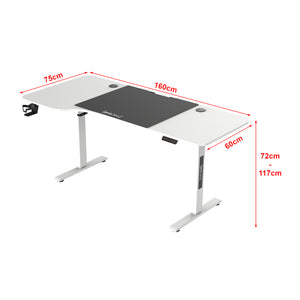 Escritorio ajustable en altura Stryn aglomerado y acero - blanco o negro [pro.tec]