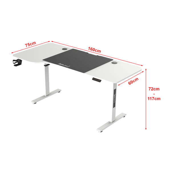 Escritorio ajustable en altura Stryn aglomerado y acero - blanco o negro [pro.tec]