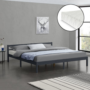 Cama de madera Nakkila varios colores y tamaños con colchón de espuma fría en.casa