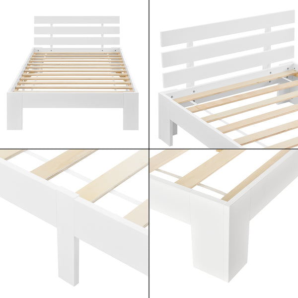 Cama de madera Nivala con cabecero, varios colores y tamaños en.casa