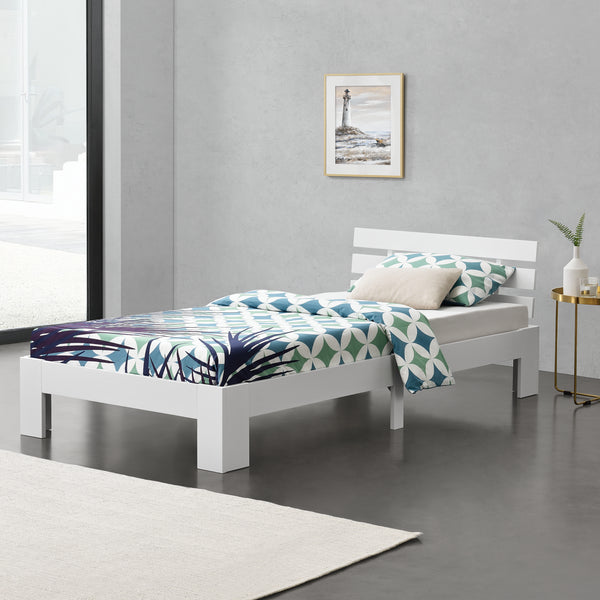 Cama de madera Nivala con cabecero, varios colores y tamaños en.casa