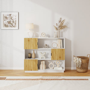 Estantería de pie Verhundar con 6 compartimentos 3 puertas 102x120x30cm - Efecto madera [en.casa]