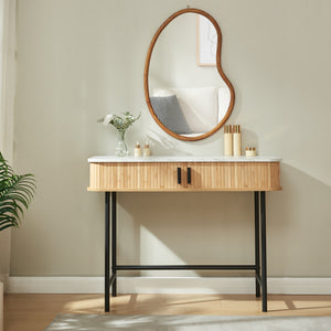 Mesa consola Tvedestrand con puertas bambú 100x50x76cm - Efecto madera[en.casa]