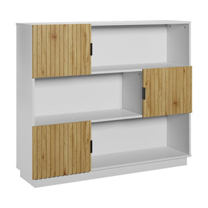 Estantería de pie Verhundar con 6 compartimentos 3 puertas 102x120x30cm - Efecto madera [en.casa]