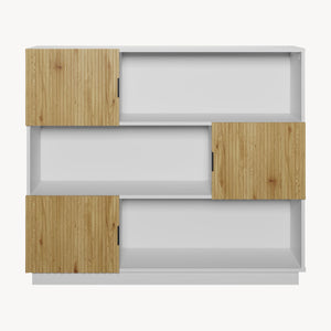 Estantería de pie Verhundar con 6 compartimentos 3 puertas 102x120x30cm - Efecto madera [en.casa]