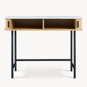 Mesa consola Tvedestrand con puertas bambú 100x50x76cm - Efecto madera[en.casa]