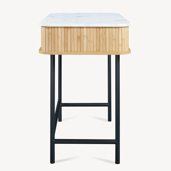 Mesa consola Tvedestrand con puertas bambú 100x50x76cm - Efecto madera[en.casa]