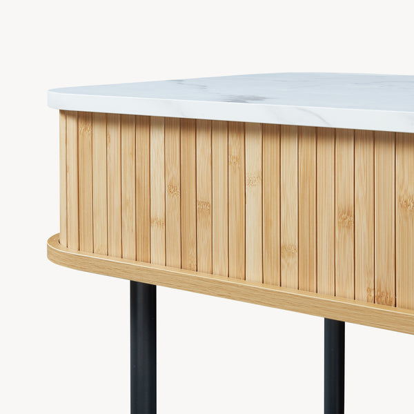 Mesa consola Tvedestrand con puertas bambú 100x50x76cm - Efecto madera[en.casa]