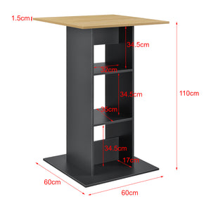 Mesa de bar Visby 110x70x70 cm con 3 estantes en.casa