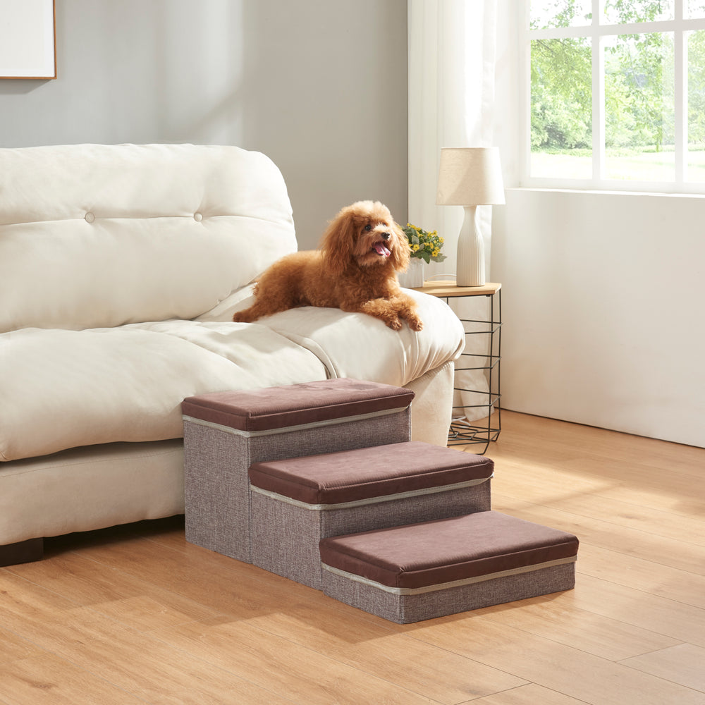 Escalera para perros Vojens de 3 niveles - Gris [en.casa]