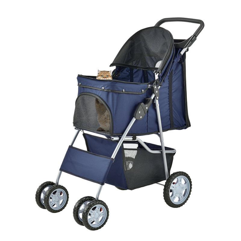 Esquema acotado [pro.tec]® Carrito para mascotas - Pet Stroller - Hundebuggy - impermeable - para empujar - Roadster con cesta para guardar objetos - En diferentes colores