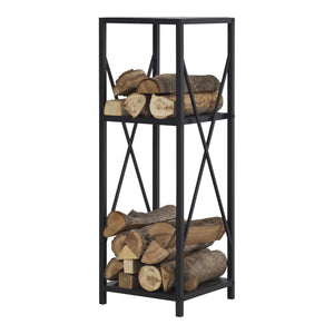 Estante para leña Tinglev acero 34x34x105,5 cm negro [en.casa]