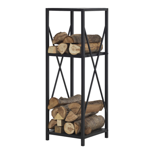 Estante para leña Tinglev acero 34x34x105,5 cm negro [en.casa]
