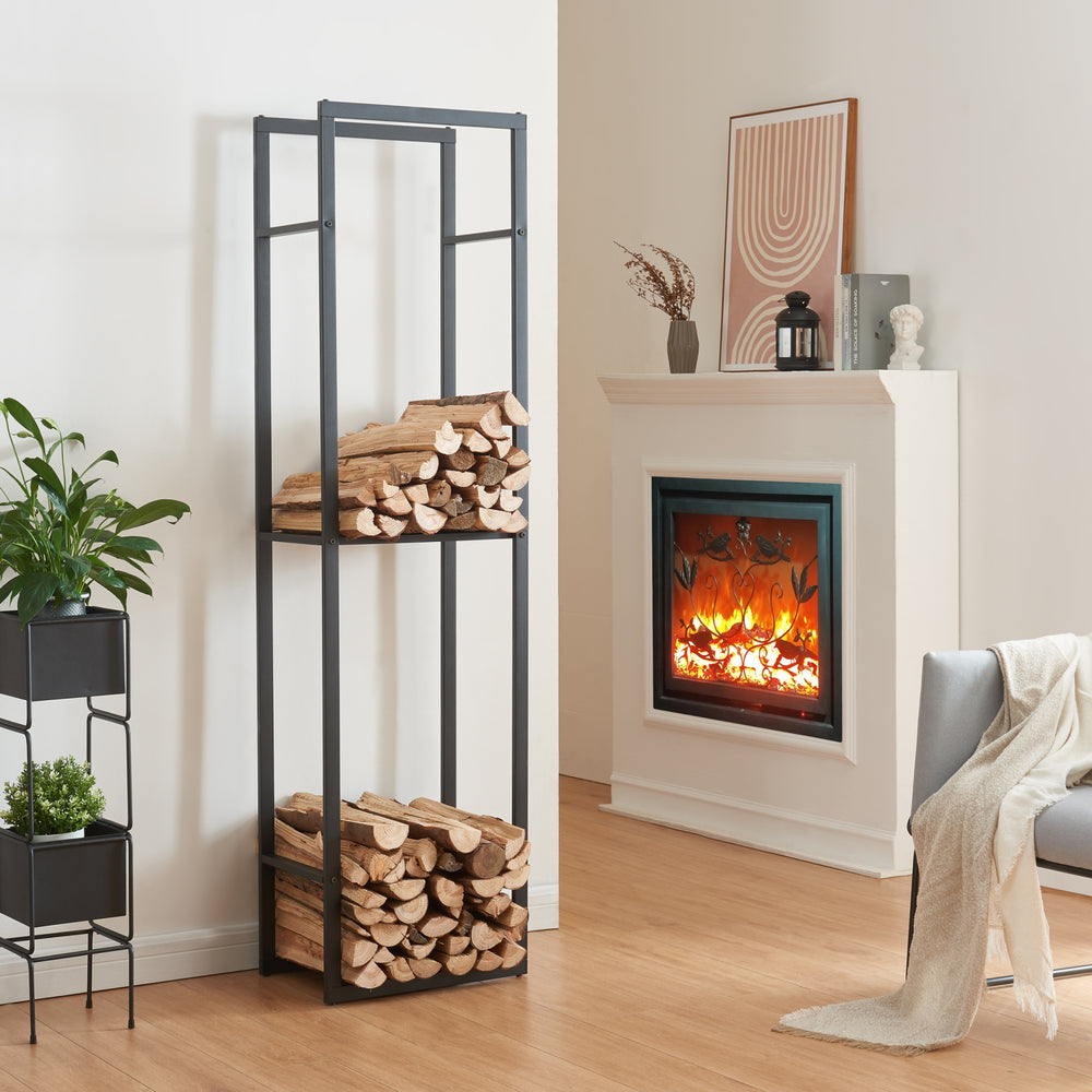 Estante para leña Ulvila con estante 45x30x170cm [en.casa] - premiumXL