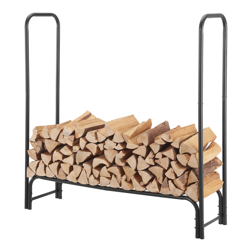 Estante para leña Kwethluk acero 124x124x34,5cm negro [casa.pro] - premiumXL