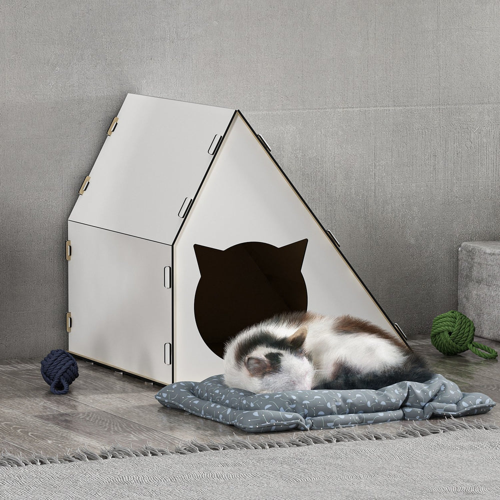 Casa para gatos Lani 40x42x40 cm Blanco [en.casa]