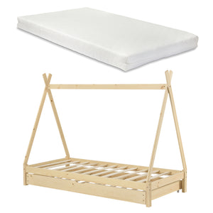Cama infantil Cree 90x200 cm Tipi Indio con colchón de espuma fría [en.casa]