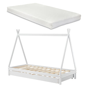 Cama infantil Cree 90x200 cm Tipi Indio con colchón de espuma fría [en.casa]