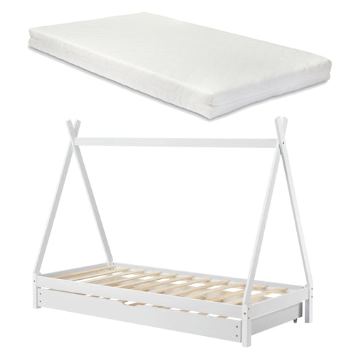 Cama infantil Cree 90x200 cm Tipi Indio con colchón de espuma fría [en.casa]