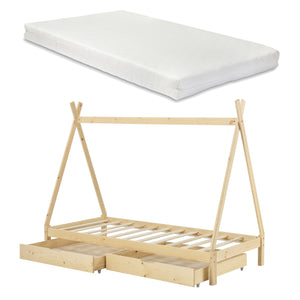 Cama infantil Maine 90x200cm con 2 cajones y colchón de espuma fría [en.casa]
