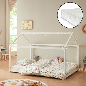 Cama infantil Cerro con colchón de espuma fría blanco en varias medidas [en.casa] - premiumXL