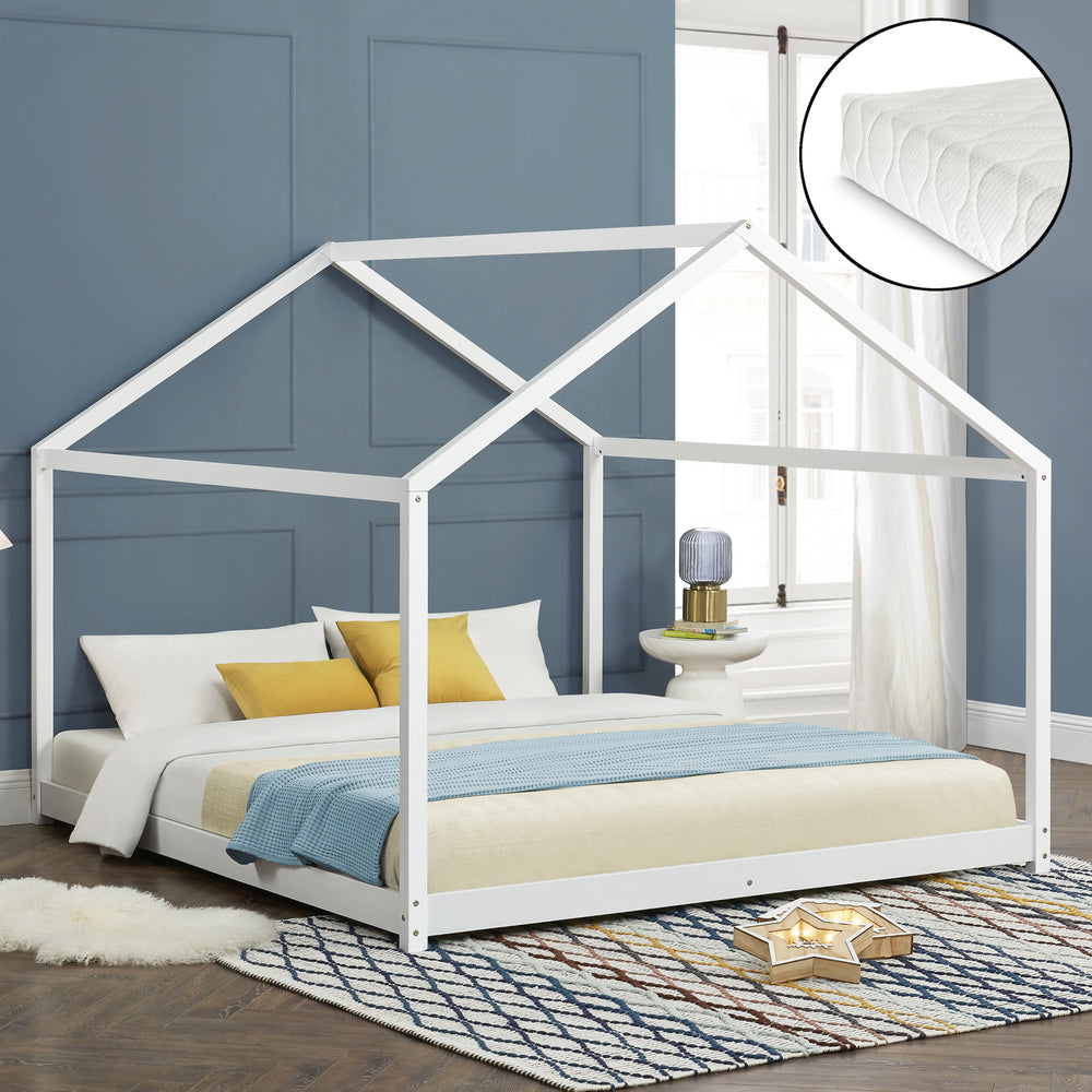 Cama infantil Cerro con colchón de espuma fría blanco en varias medidas [en.casa] - premiumXL